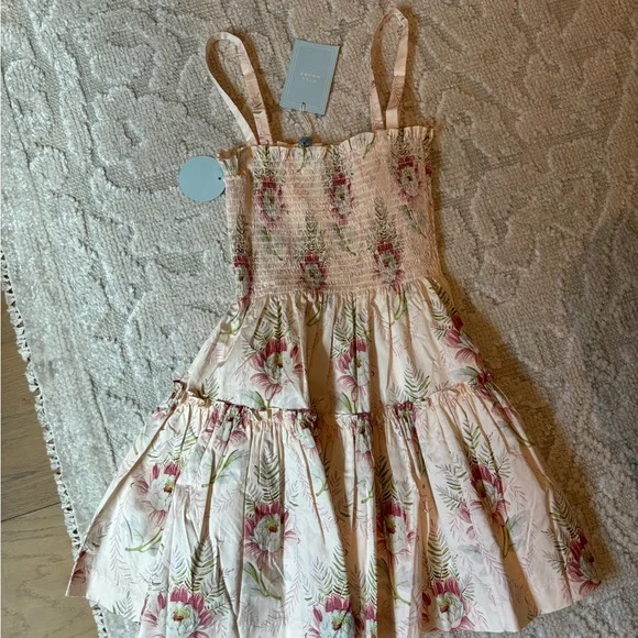 Hill House Home Pink and Cream Smocked Sundress Seraphina Paradise Floral - Picture 1 of 3